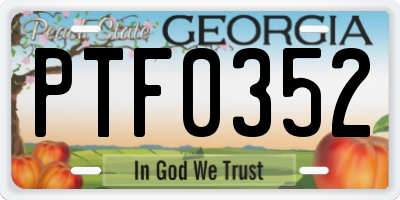 GA license plate PTF0352