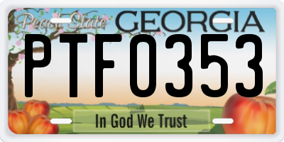 GA license plate PTF0353