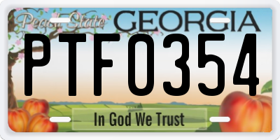 GA license plate PTF0354