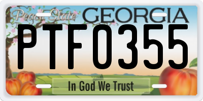 GA license plate PTF0355
