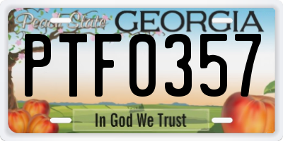 GA license plate PTF0357