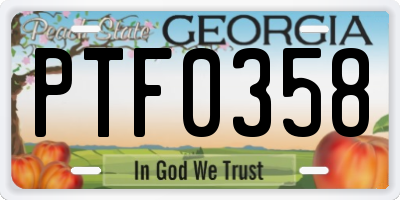 GA license plate PTF0358
