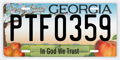 GA license plate PTF0359