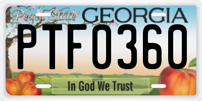 GA license plate PTF0360