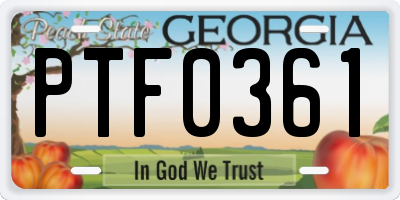 GA license plate PTF0361