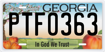 GA license plate PTF0363
