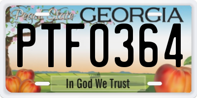 GA license plate PTF0364