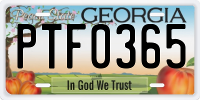 GA license plate PTF0365