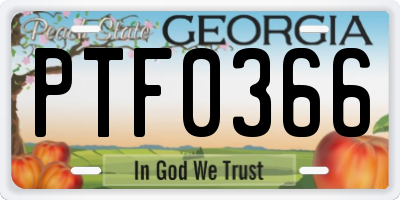 GA license plate PTF0366