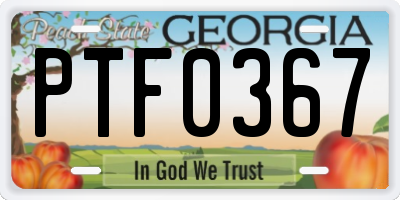 GA license plate PTF0367