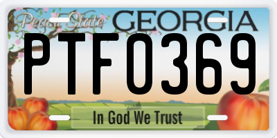 GA license plate PTF0369
