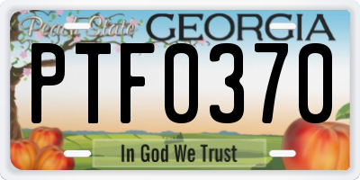 GA license plate PTF0370