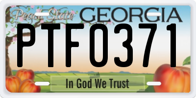 GA license plate PTF0371