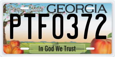 GA license plate PTF0372