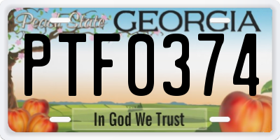 GA license plate PTF0374