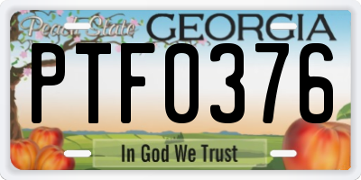GA license plate PTF0376