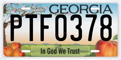 GA license plate PTF0378