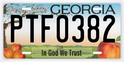 GA license plate PTF0382