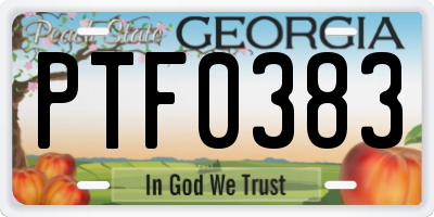 GA license plate PTF0383