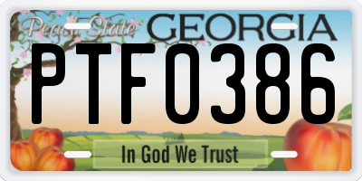 GA license plate PTF0386