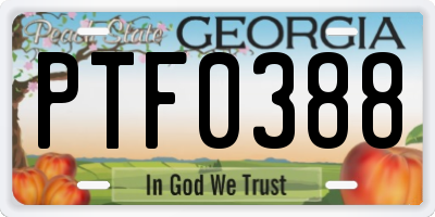 GA license plate PTF0388