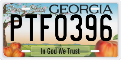 GA license plate PTF0396