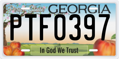 GA license plate PTF0397