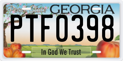 GA license plate PTF0398