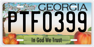 GA license plate PTF0399