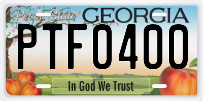 GA license plate PTF0400