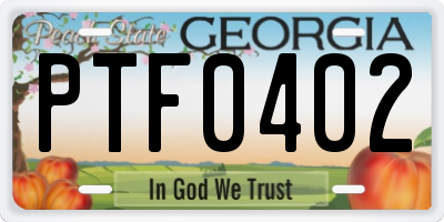 GA license plate PTF0402