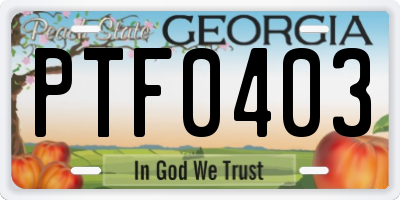GA license plate PTF0403
