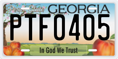 GA license plate PTF0405