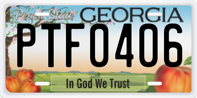 GA license plate PTF0406