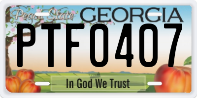 GA license plate PTF0407