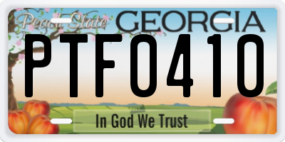 GA license plate PTF0410