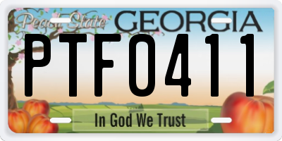 GA license plate PTF0411