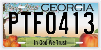 GA license plate PTF0413
