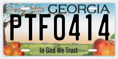 GA license plate PTF0414
