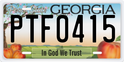 GA license plate PTF0415