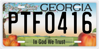 GA license plate PTF0416