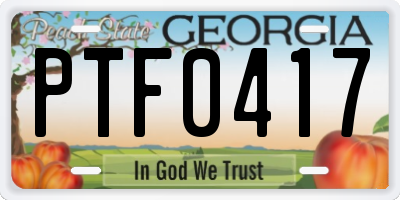 GA license plate PTF0417