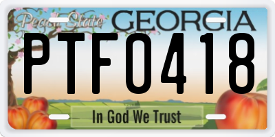GA license plate PTF0418