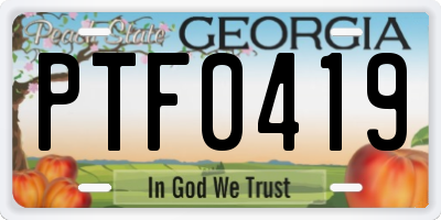 GA license plate PTF0419