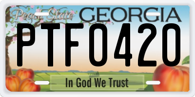 GA license plate PTF0420