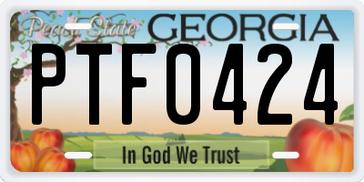 GA license plate PTF0424