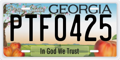 GA license plate PTF0425