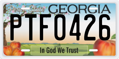 GA license plate PTF0426