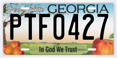 GA license plate PTF0427