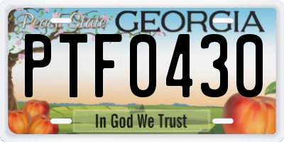 GA license plate PTF0430
